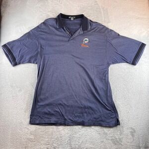 VTG Dynasty Miami Dolphins NFL Polo Shirt Mens XL Navy Pima Cotton Knit